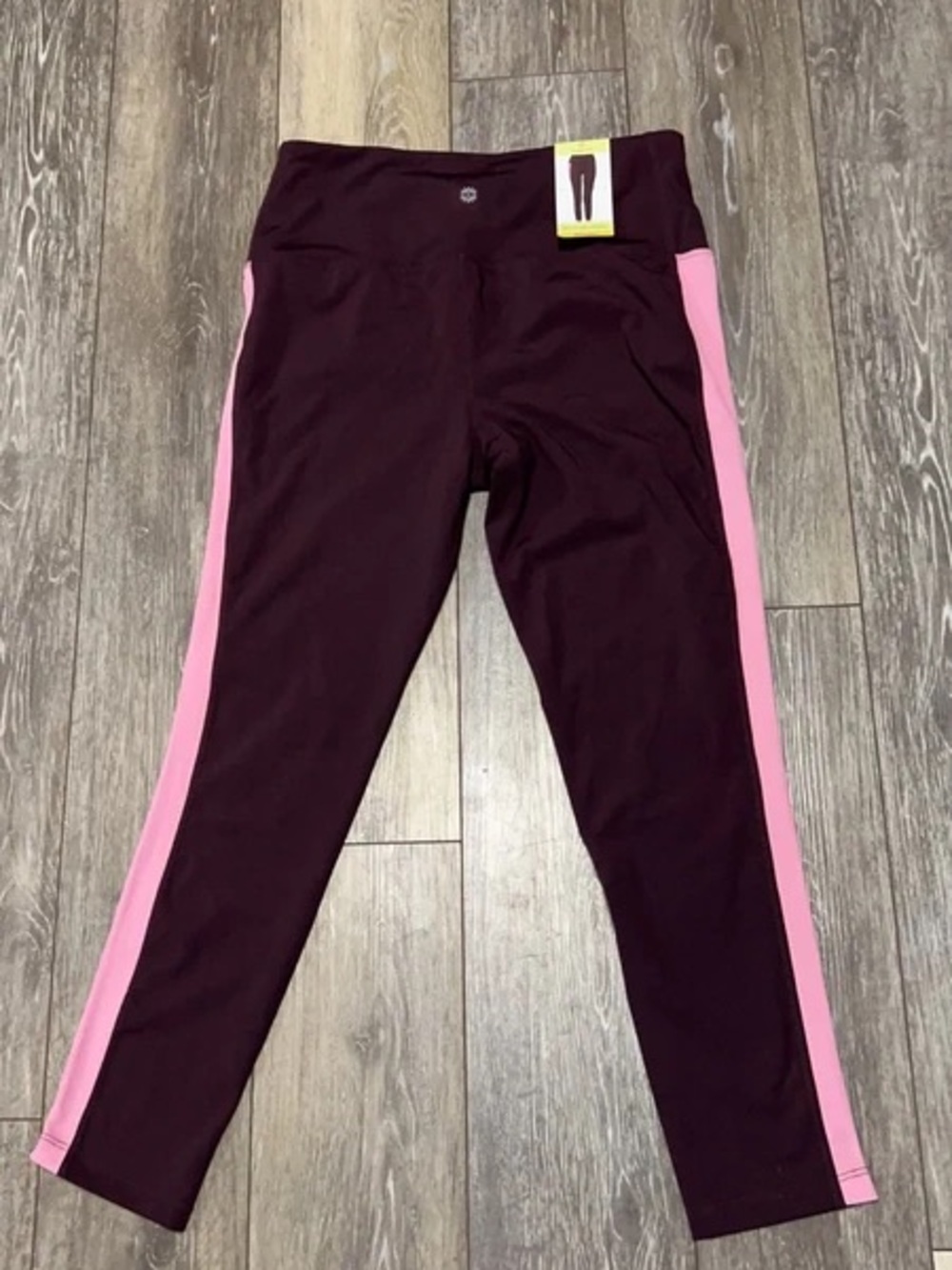 Tangerine Maroon Leggings with Pink Side Stripe